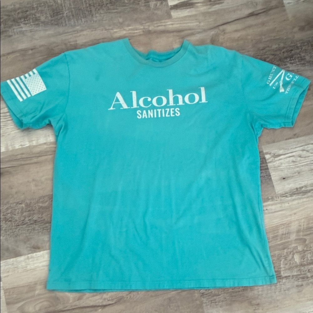 Grunt Style Alcohol Sanitizes Graphic Tee - Teal Men's T-Shirt